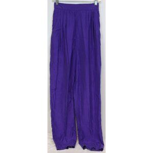 1990s VTG Silk Shirt Purple Pants Womens sz Medium Baggy Loose Fit Pull On